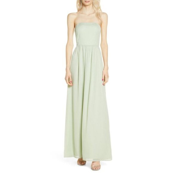 NWT WAYF The Harlet Convertible Chiffon Gown Formal Maxi Dress Spearmint Mint XS - Picture 1 of 8